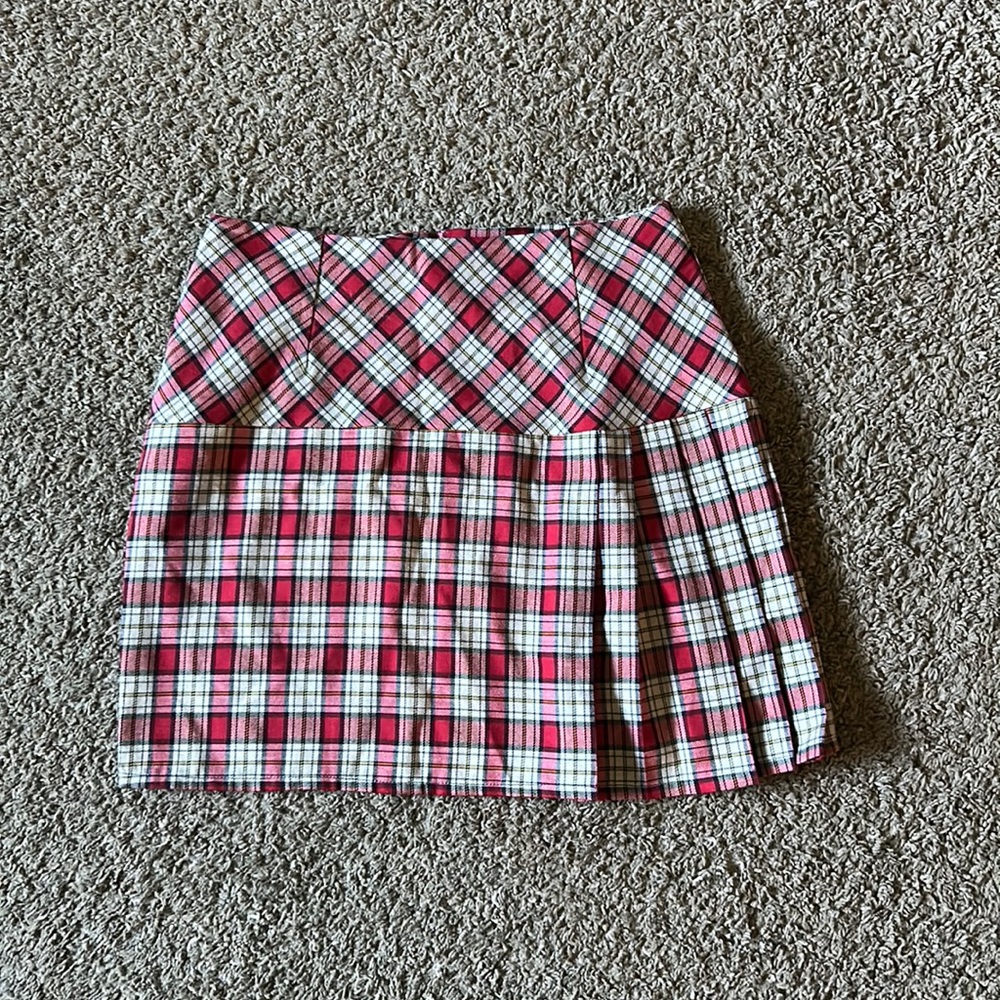 plaid pleated mini skirt